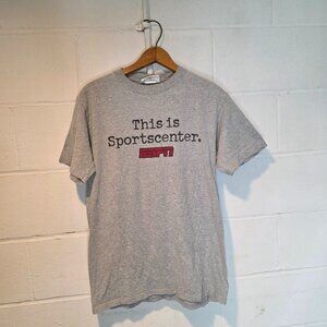 y2k Sporty Blokecore Dadcore RetroSport Casual ESPN Sports Center Grey Tshirt